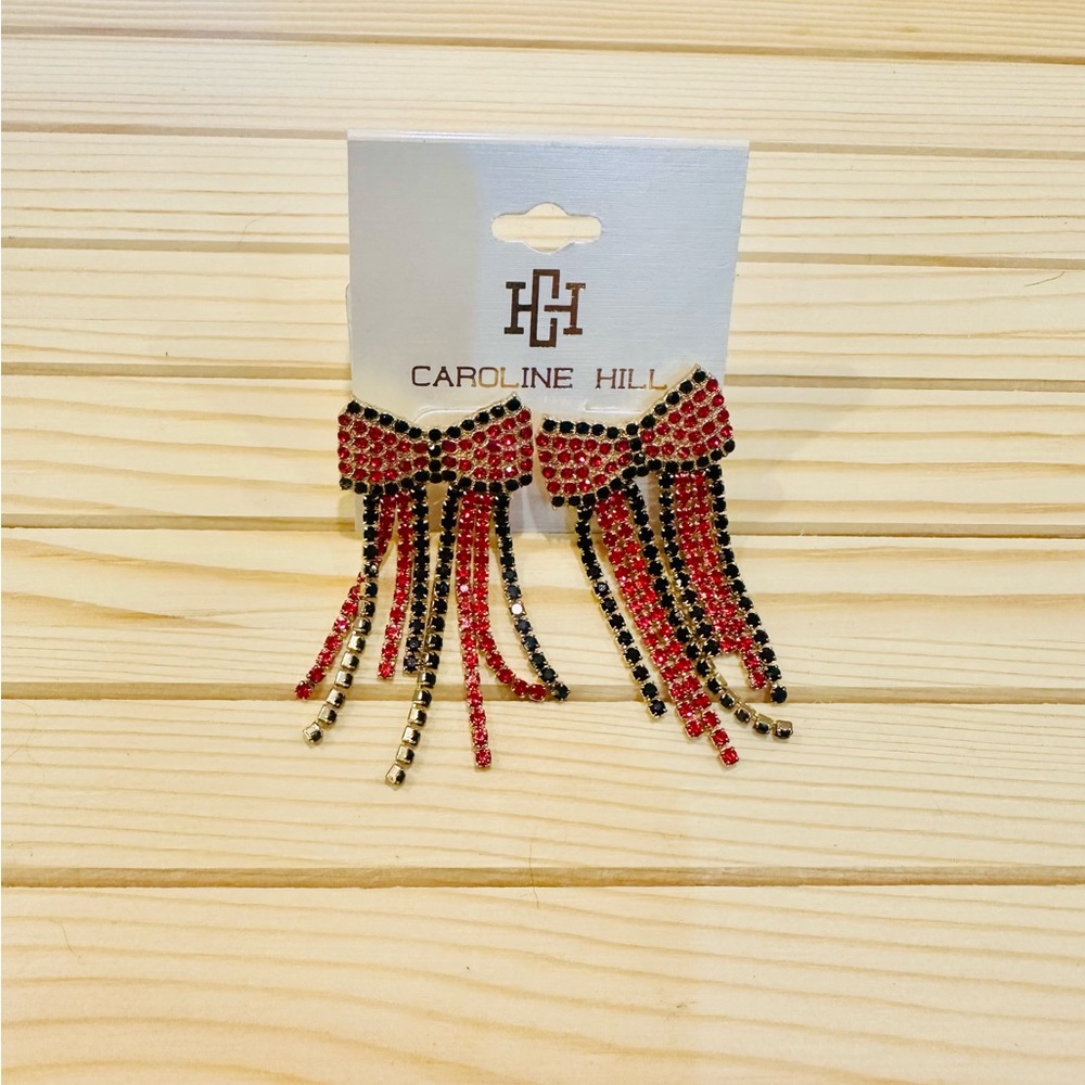 Caroline Hill Red and Black Bow Hair Clips
